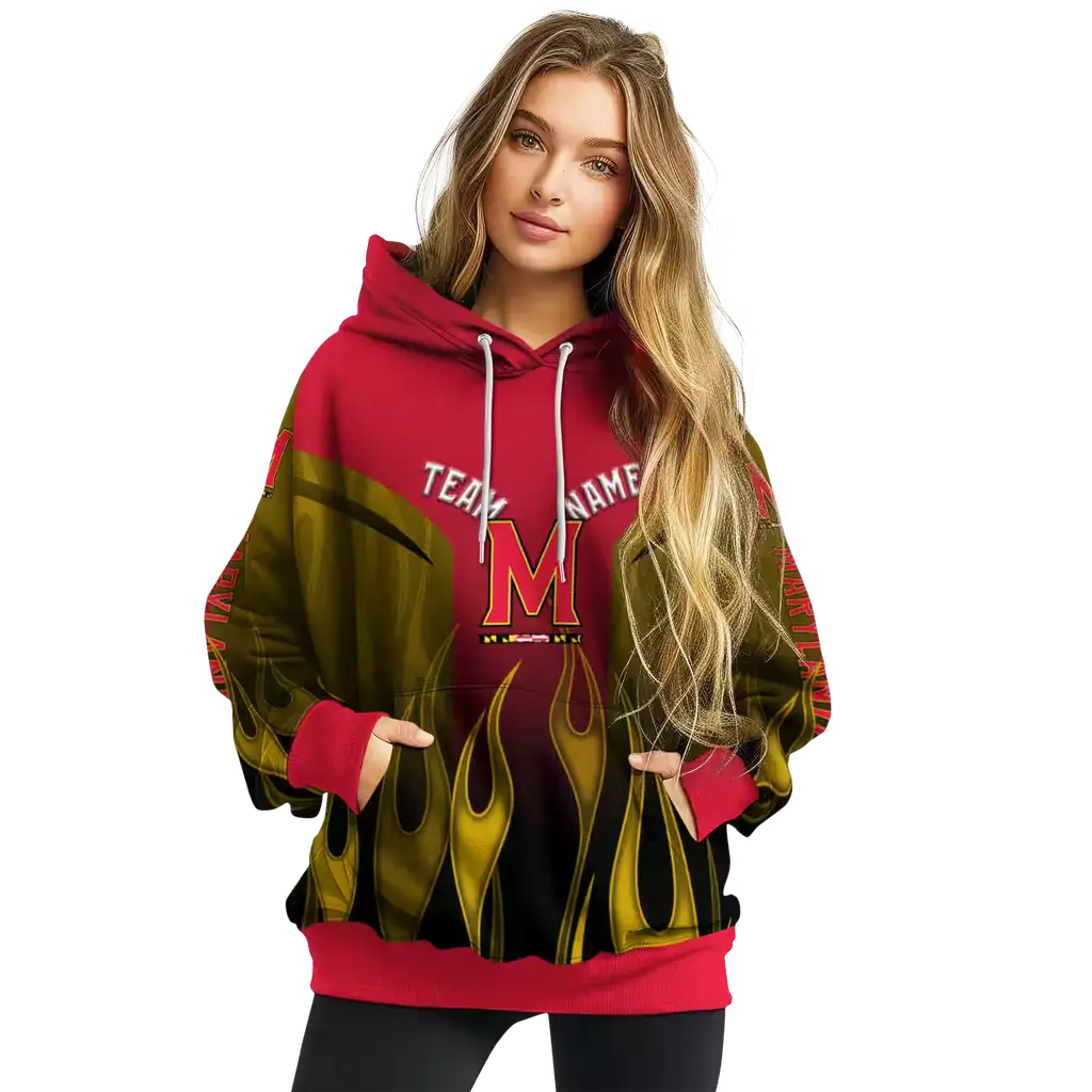 personalized maryland terrapins flame design red hoodie high quality personalized maryland terrapins flame design red hoodie high quality
