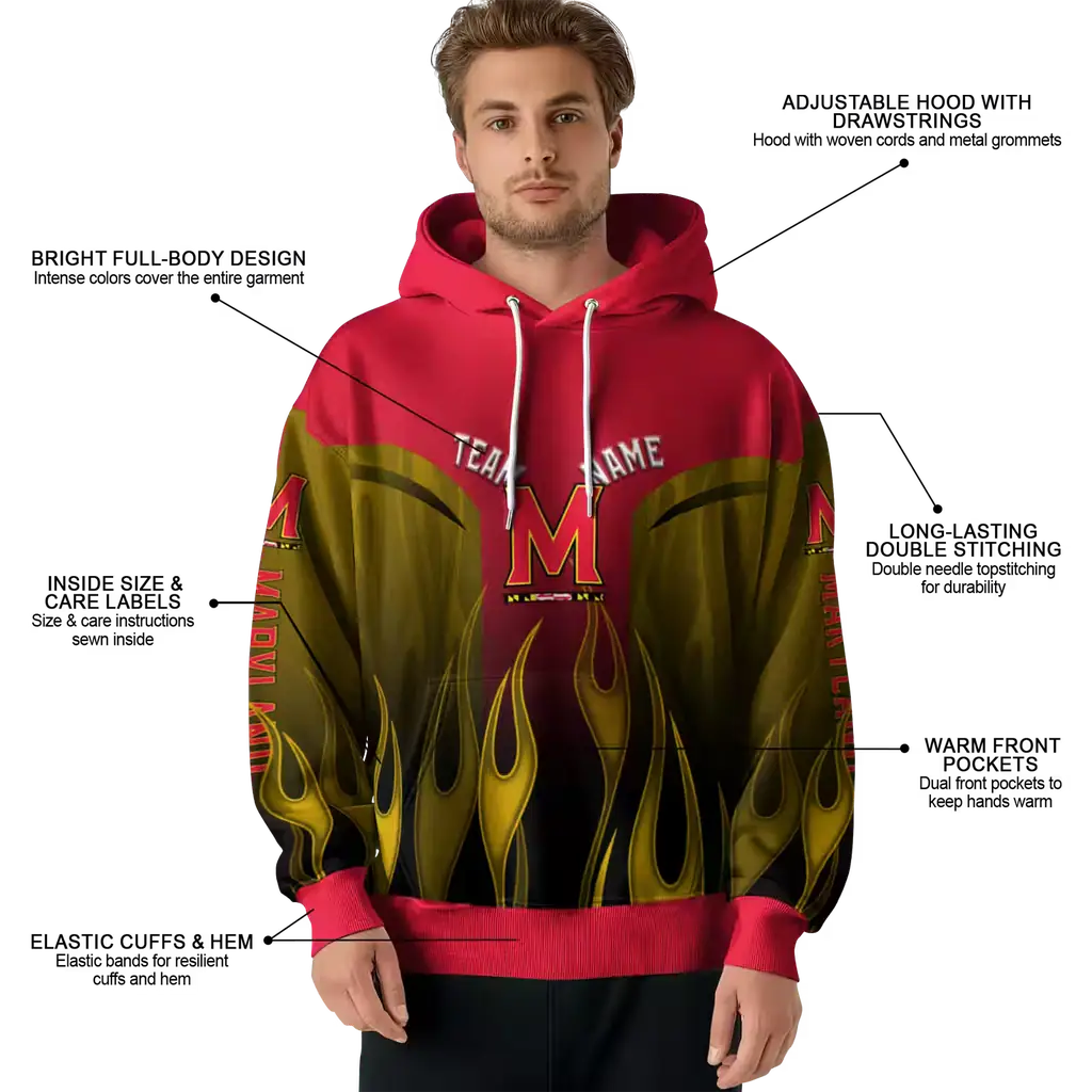 personalized maryland terrapins flame design red hoodie latest model personalized maryland terrapins flame design red hoodie latest model