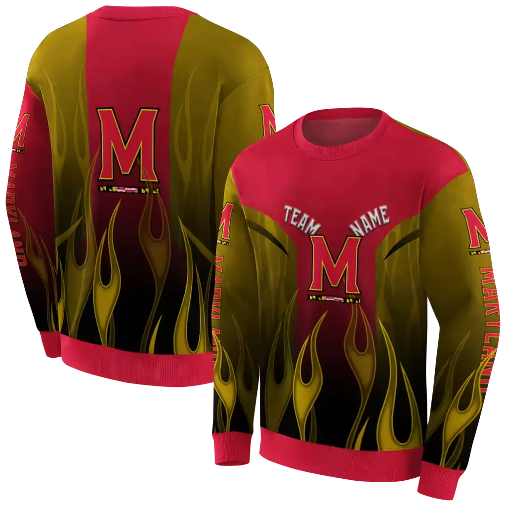 personalized maryland terrapins flame design red hoodie premium grade personalized maryland terrapins flame design red hoodie premium grade