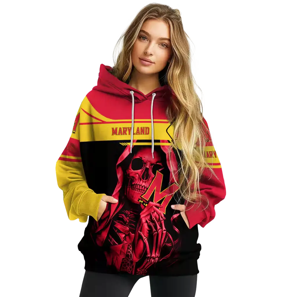 personalized maryland terrapins grim reaper red black hoodie high quality personalized maryland terrapins grim reaper red black hoodie high quality