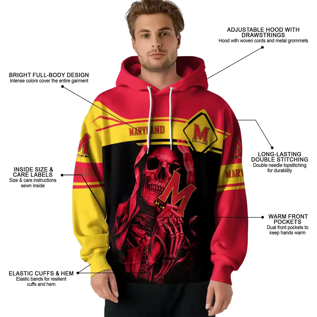 personalized maryland terrapins grim reaper red black hoodie latest model personalized maryland terrapins grim reaper red black hoodie latest model