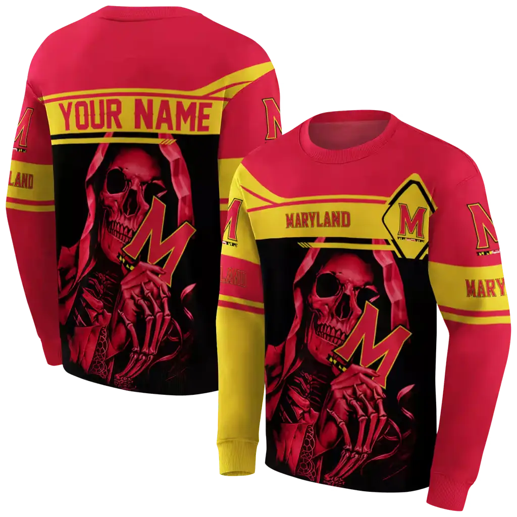 personalized maryland terrapins grim reaper red black hoodie premium grade personalized maryland terrapins grim reaper red black hoodie premium grade