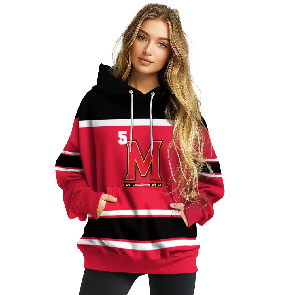 personalized maryland terrapins striped pattern red hoodie high quality personalized maryland terrapins striped pattern red hoodie high quality
