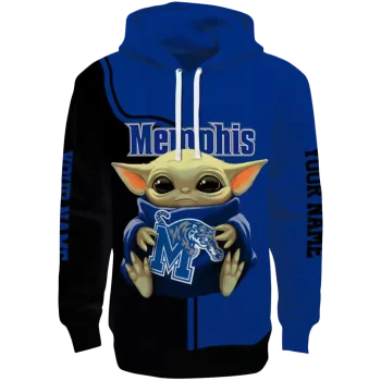 personalized memphis tigers baby yoda blue black hoodie best selling
