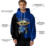 personalized memphis tigers baby yoda blue black hoodie best selling