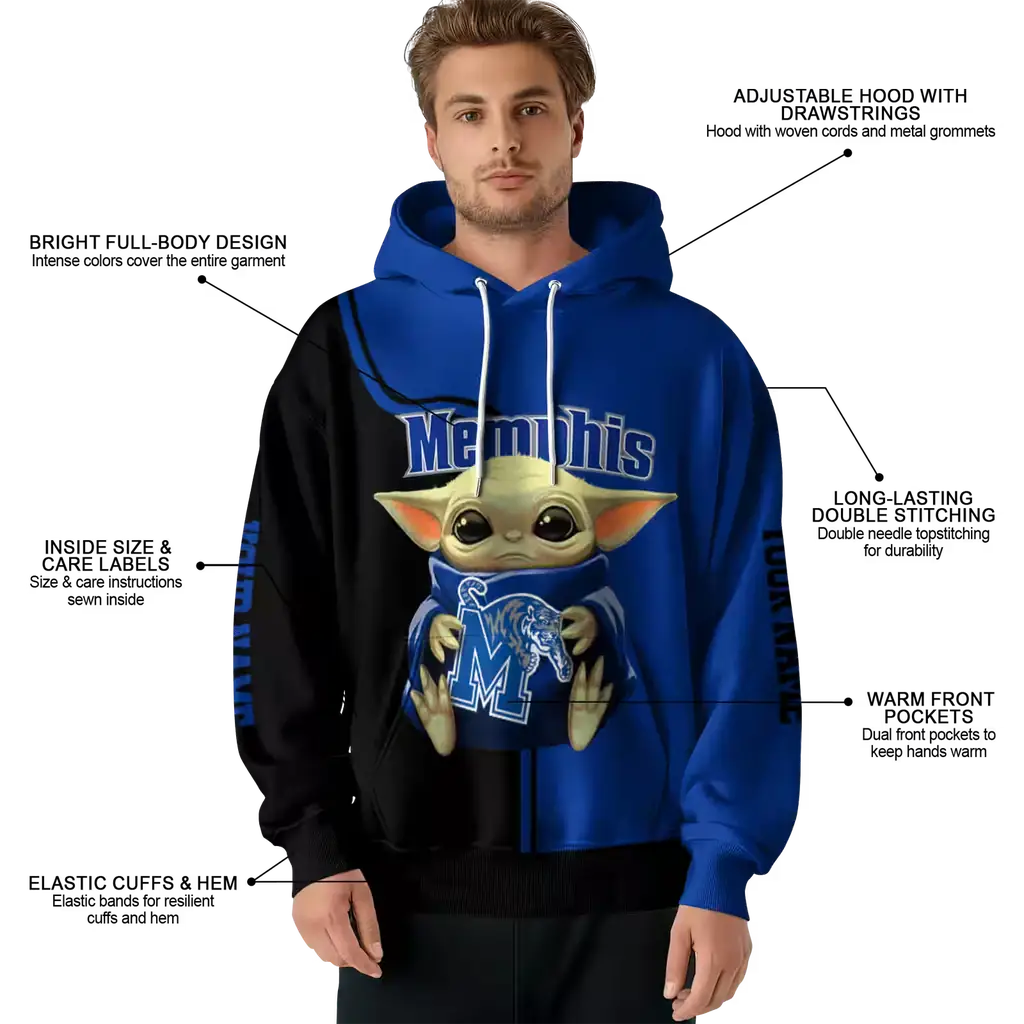 personalized memphis tigers baby yoda blue black hoodie latest model personalized memphis tigers baby yoda blue black hoodie latest model