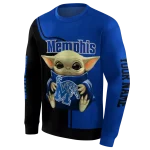 personalized memphis tigers baby yoda blue black hoodie best selling