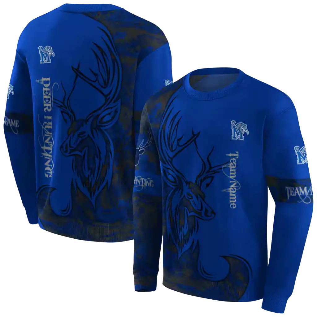 personalized memphis tigers deer silhouette blue hoodie premium grade personalized memphis tigers deer silhouette blue hoodie premium grade