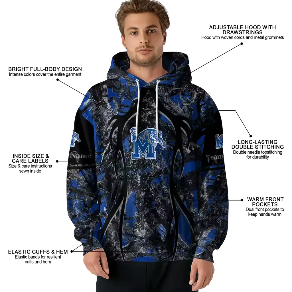 personalized memphis tigers hunting theme blue black hoodie latest model personalized memphis tigers hunting theme blue black hoodie latest model
