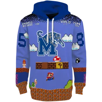 personalized memphis tigers mario blue black hoodie best selling