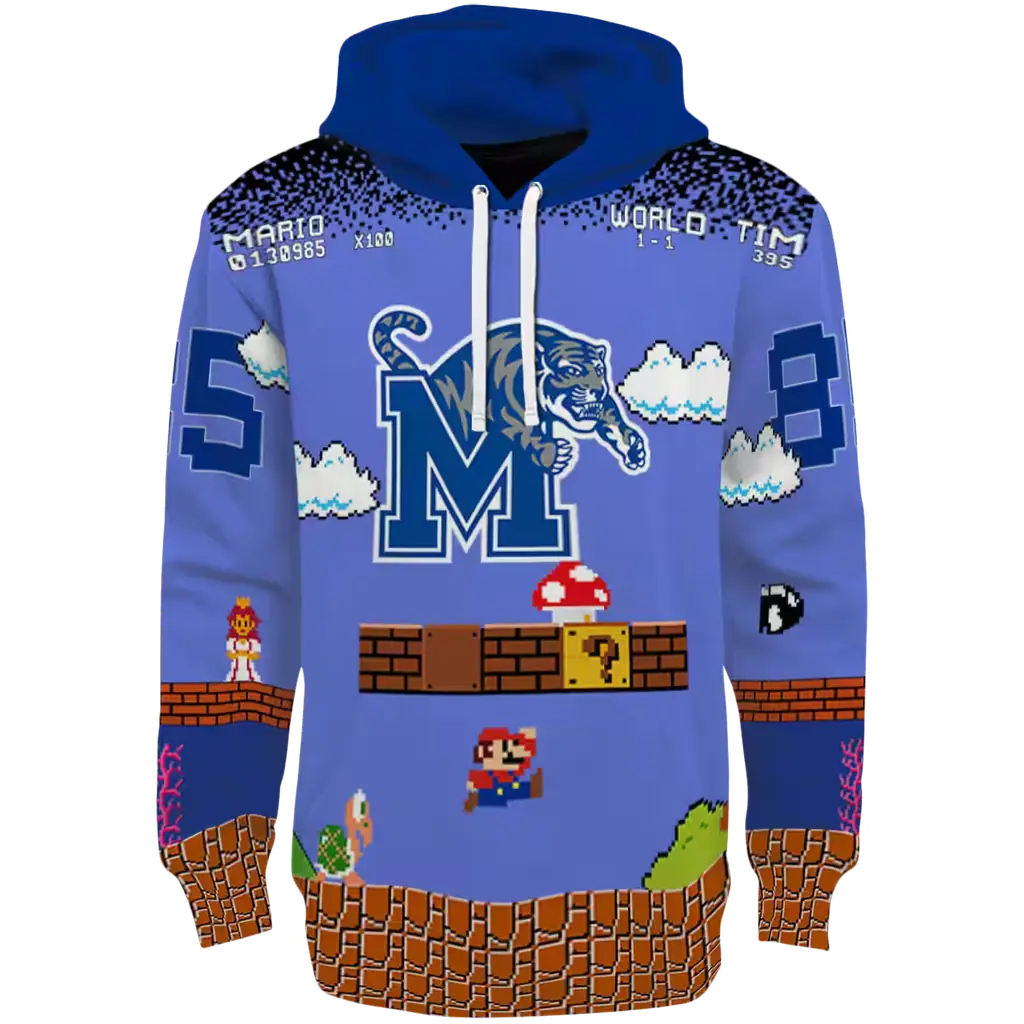 personalized memphis tigers mario blue black hoodie best selling personalized memphis tigers mario blue black hoodie best selling