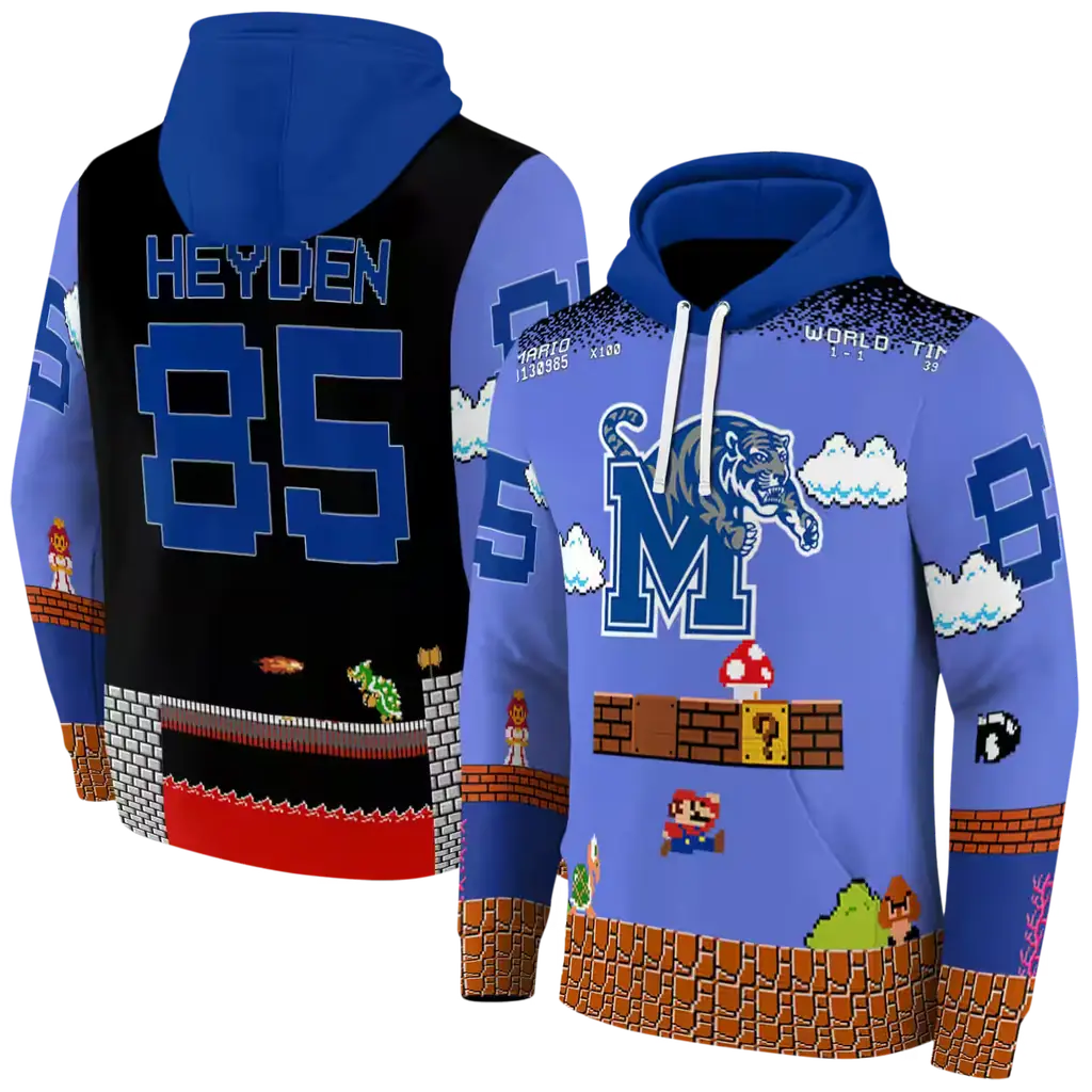 personalized memphis tigers mario blue black hoodie fashion forward personalized memphis tigers mario blue black hoodie fashion forward