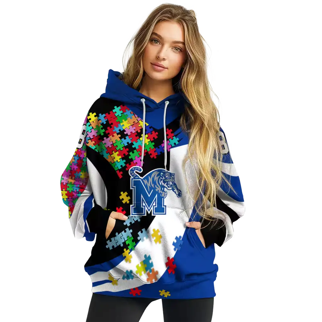 personalized memphis tigers puzzle pieces blue hoodie high quality personalized memphis tigers puzzle pieces blue hoodie high quality