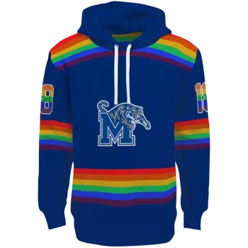 personalized memphis tigers rainbow stripes blue hoodie best selling