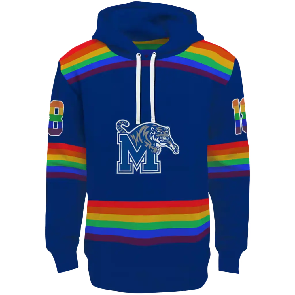 personalized memphis tigers rainbow stripes blue hoodie best selling personalized memphis tigers rainbow stripes blue hoodie best selling