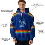 personalized memphis tigers rainbow stripes blue hoodie best selling