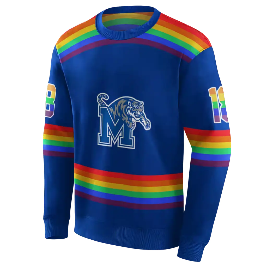 personalized memphis tigers rainbow stripes blue hoodie new arrival personalized memphis tigers rainbow stripes blue hoodie new arrival