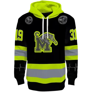 personalized memphis tigers safety motif black neon green hoodie best selling