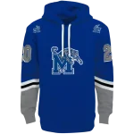 personalized memphis tigers striped sleeves blue hoodie best selling