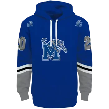 personalized memphis tigers striped sleeves blue hoodie best selling