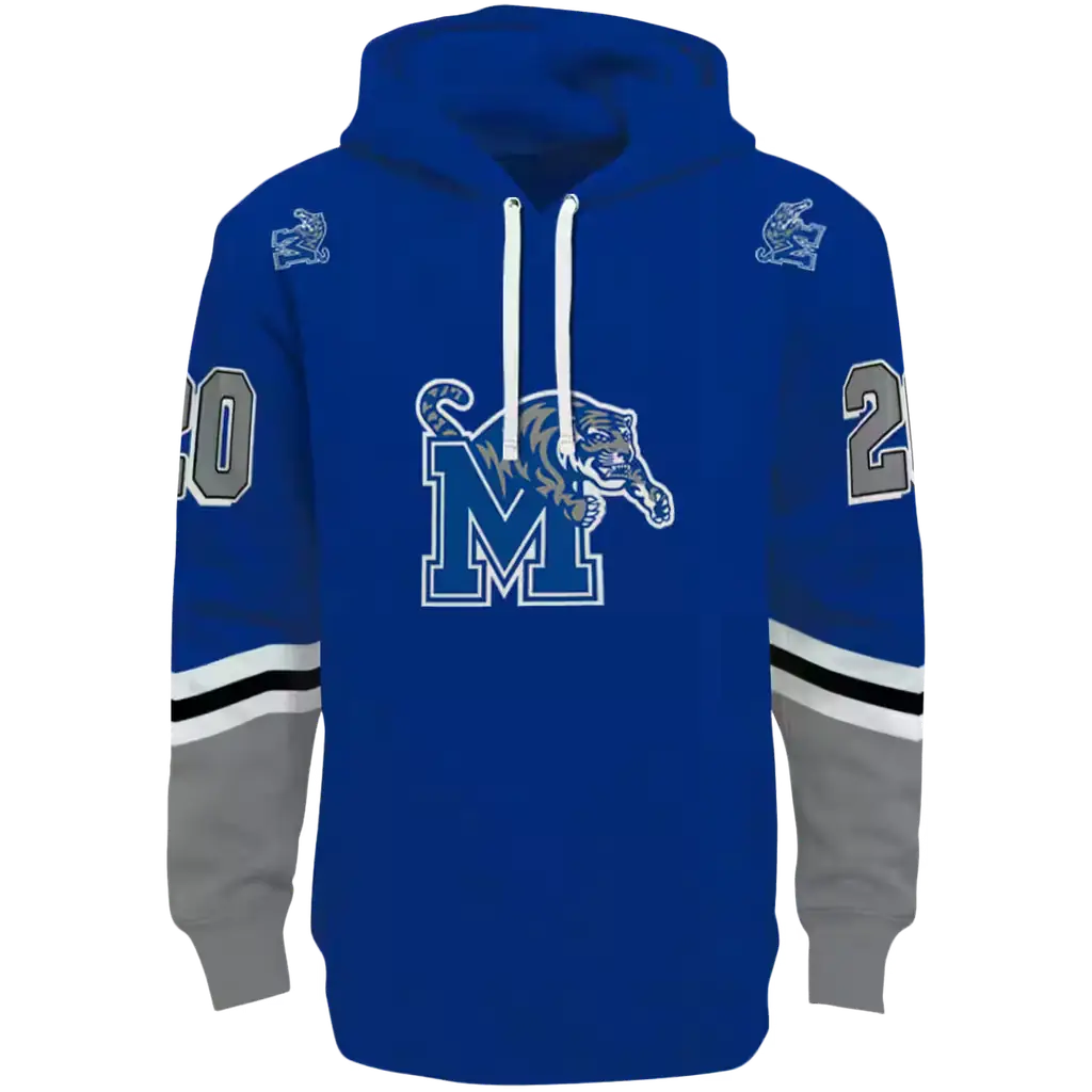 personalized memphis tigers striped sleeves blue hoodie best selling personalized memphis tigers striped sleeves blue hoodie best selling