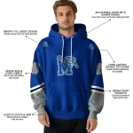 personalized memphis tigers striped sleeves blue hoodie best selling