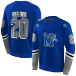 personalized memphis tigers striped sleeves blue hoodie best selling
