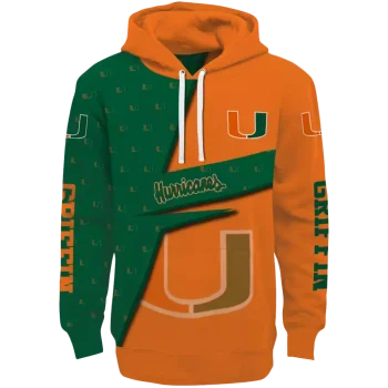 personalized miami hurricanes abstract shape orange hoodie best selling