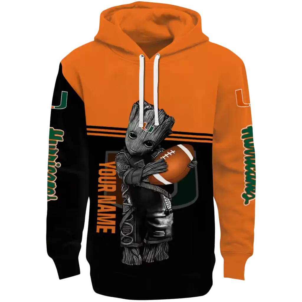 personalized miami hurricanes baby groot orange black hoodie best selling personalized miami hurricanes baby groot orange black hoodie best selling
