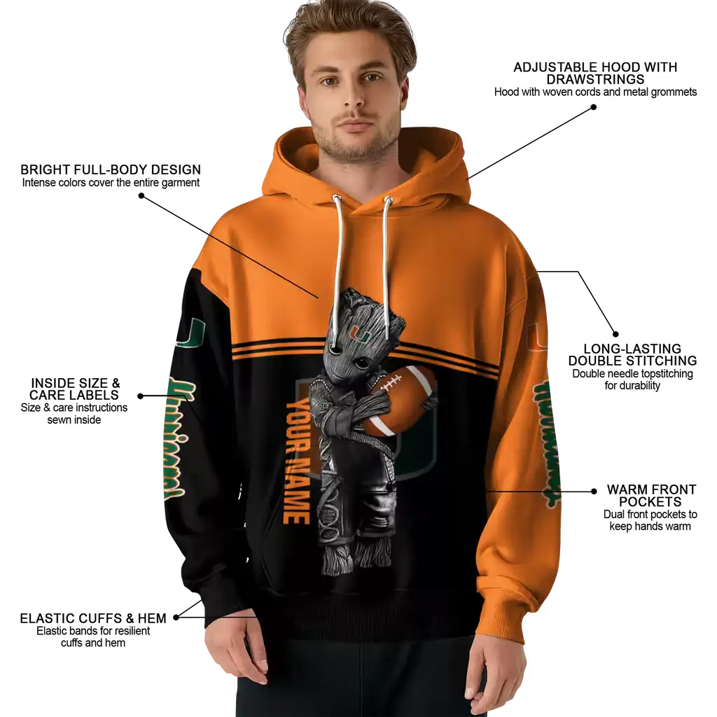 personalized miami hurricanes baby groot orange black hoodie latest model personalized miami hurricanes baby groot orange black hoodie latest model