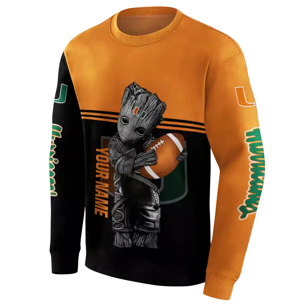 personalized miami hurricanes baby groot orange black hoodie new arrival personalized miami hurricanes baby groot orange black hoodie new arrival