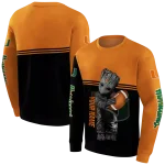 personalized miami hurricanes baby groot orange black hoodie best selling