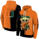 personalized miami hurricanes baby yoda orange black hoodie best selling