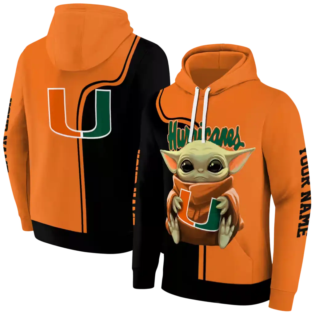 personalized miami hurricanes baby yoda orange black hoodie fashion forward personalized miami hurricanes baby yoda orange black hoodie fashion forward