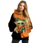 personalized miami hurricanes baby yoda orange black hoodie best selling