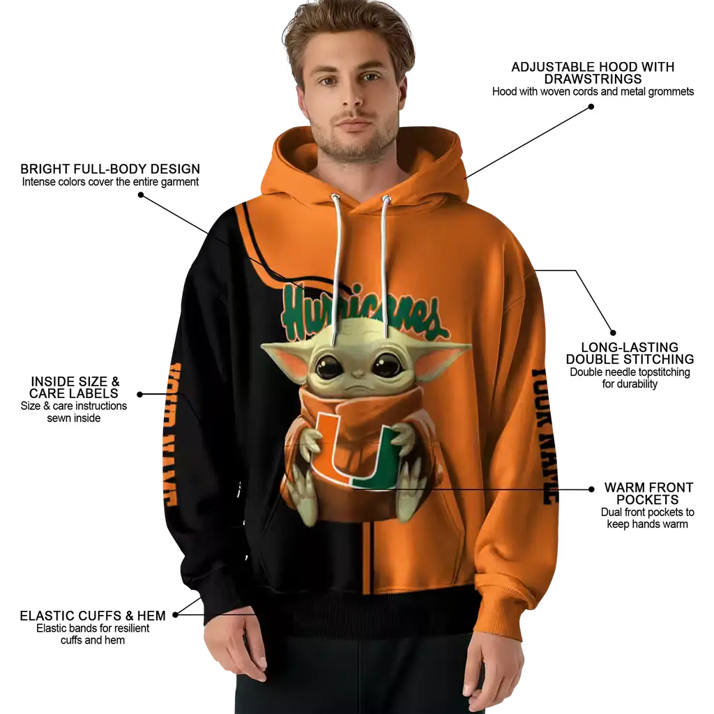 personalized miami hurricanes baby yoda orange black hoodie latest model personalized miami hurricanes baby yoda orange black hoodie latest model