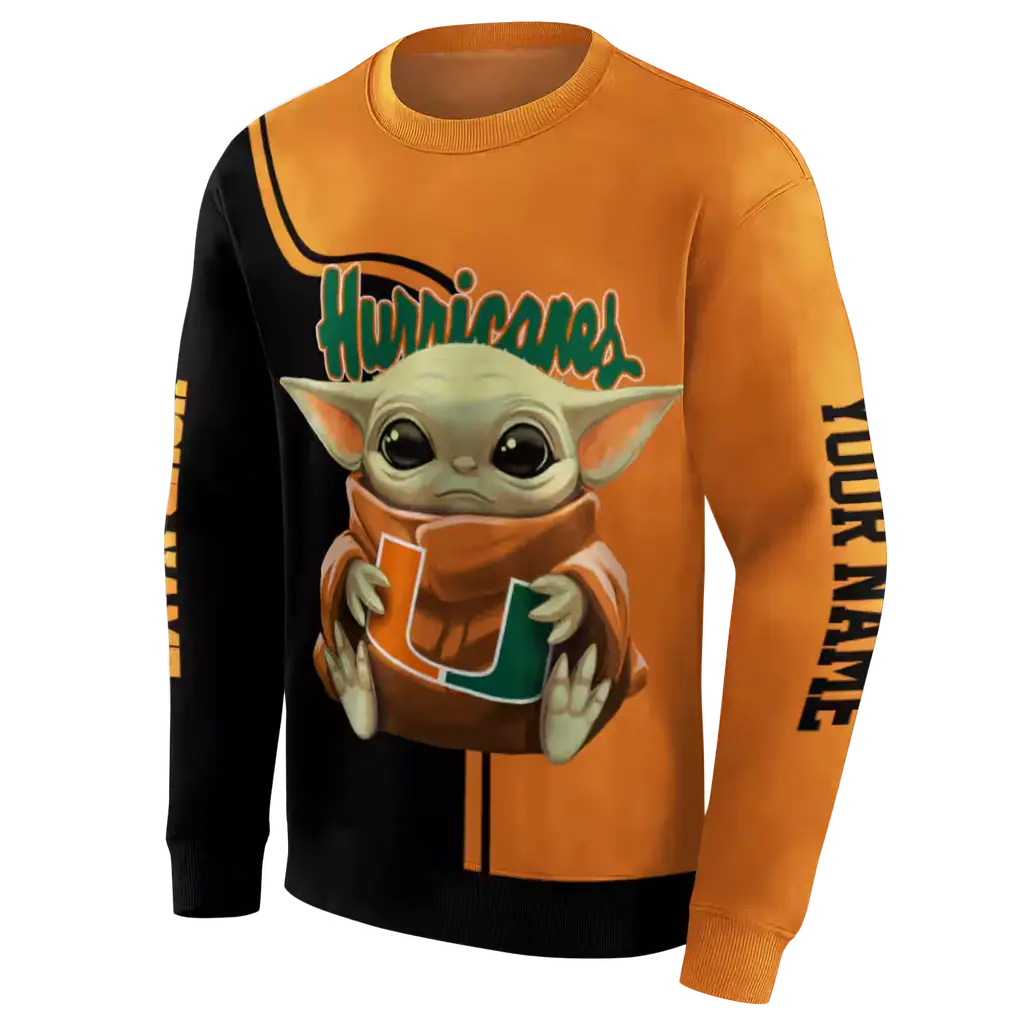 personalized miami hurricanes baby yoda orange black hoodie new arrival personalized miami hurricanes baby yoda orange black hoodie new arrival