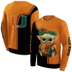 personalized miami hurricanes baby yoda orange black hoodie best selling