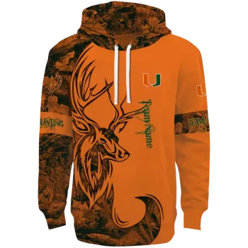 personalized miami hurricanes deer silhouette orange hoodie best selling