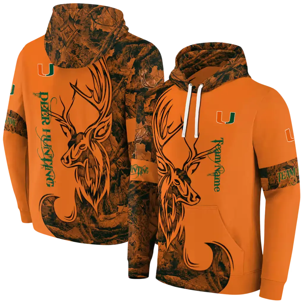 personalized miami hurricanes deer silhouette orange hoodie fashion forward personalized miami hurricanes deer silhouette orange hoodie fashion forward