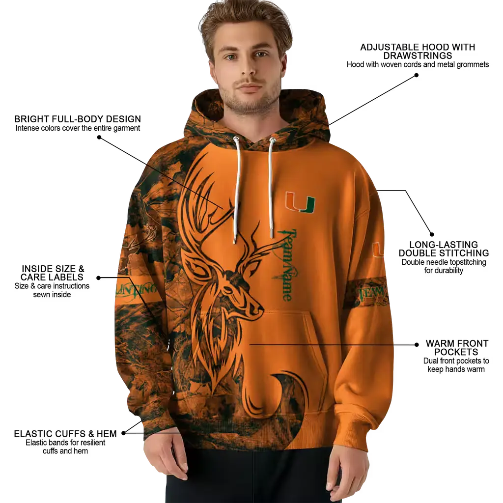 personalized miami hurricanes deer silhouette orange hoodie latest model personalized miami hurricanes deer silhouette orange hoodie latest model