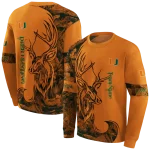 personalized miami hurricanes deer silhouette orange hoodie best selling