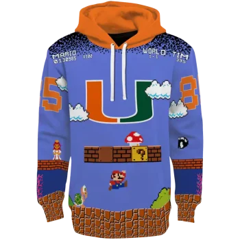 personalized miami hurricanes mario blue black hoodie best selling