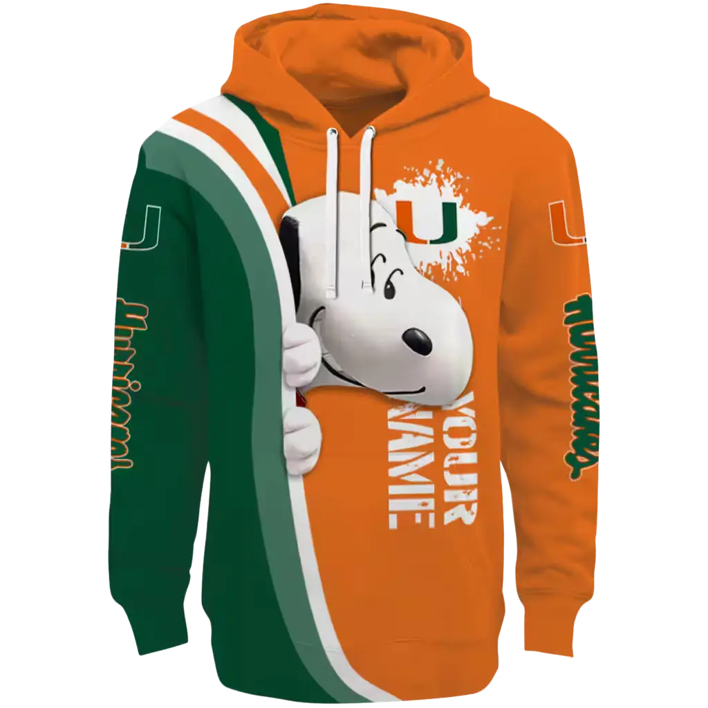 personalized miami hurricanes peeking snoopy orange hoodie best selling personalized miami hurricanes peeking snoopy orange hoodie best selling