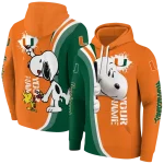 personalized miami hurricanes peeking snoopy orange hoodie best selling