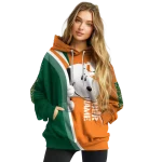 personalized miami hurricanes peeking snoopy orange hoodie best selling