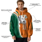 personalized miami hurricanes peeking snoopy orange hoodie best selling