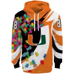 personalized miami hurricanes puzzle pieces orange hoodie best selling