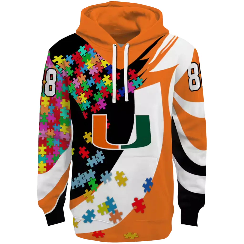 personalized miami hurricanes puzzle pieces orange hoodie best selling personalized miami hurricanes puzzle pieces orange hoodie best selling