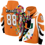 personalized miami hurricanes puzzle pieces orange hoodie best selling